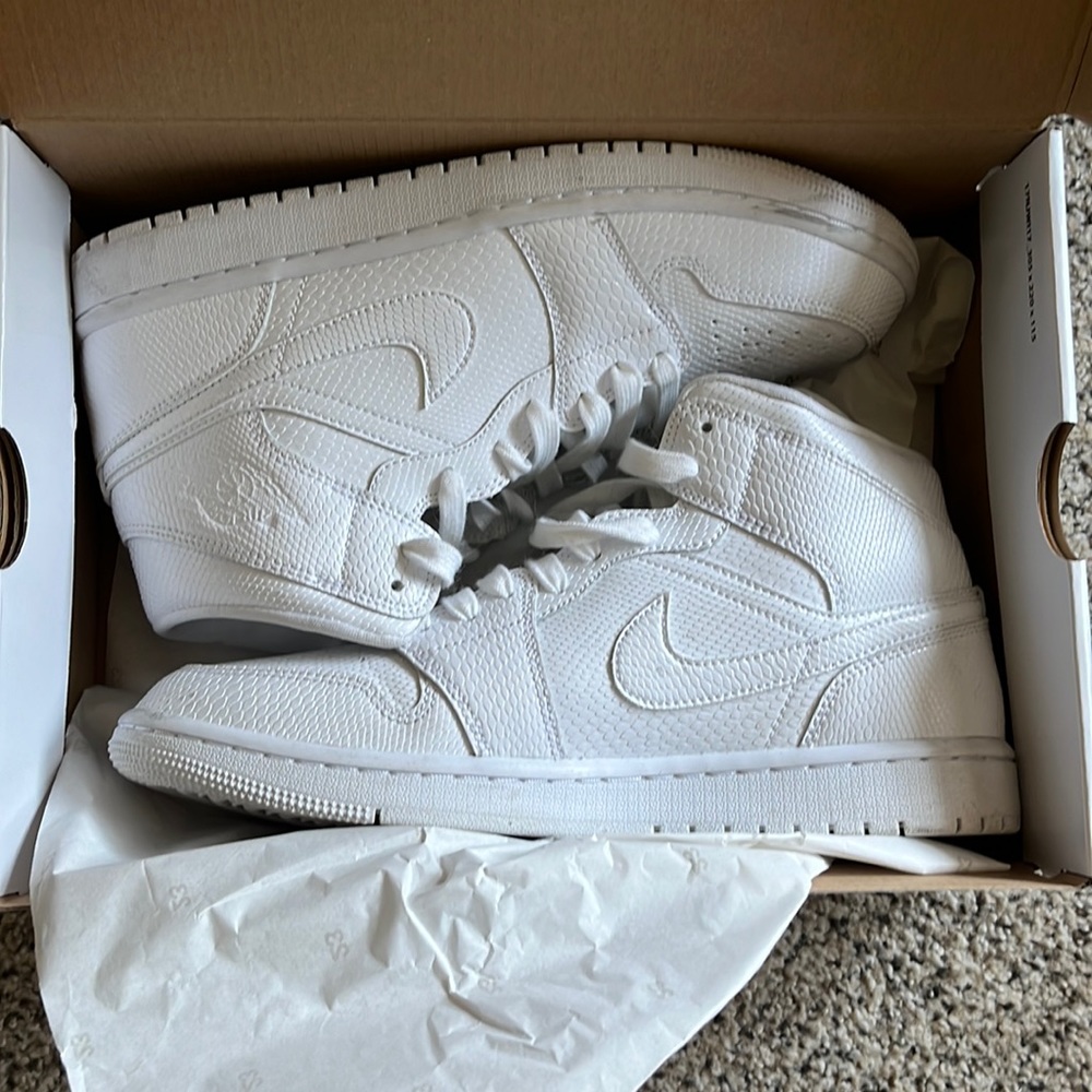 Womens Air Jordan 1 Mid “White Snake Skin”